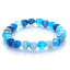 Retro Geometric Striped Agate Natural Stone Beaded Elastic Bracelet