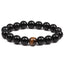 10mm Tiger Eye Volcanic Stone & Black Agate Beaded Bracelet