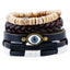 European American Retro Woven Cowhide Eye Leather Bracelet Set for Men