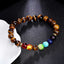 Fashion Round Beaded Unisex Bracelet with Turquoise Tiger Eye and Colorful Volcanic Stone 8mm