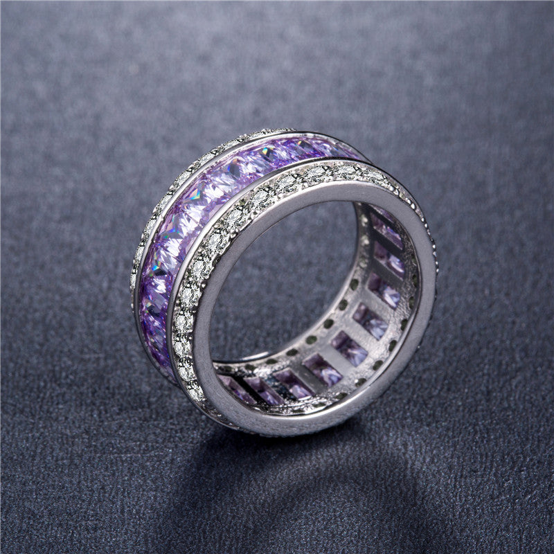 Fashion Silver-Plated Zircon Gemstone Ring for Women