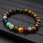 Fashion Round Beaded Unisex Bracelet with Turquoise Tiger Eye and Colorful Volcanic Stone 8mm