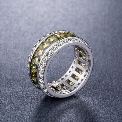 Fashion Silver-Plated Zircon Gemstone Ring for Women