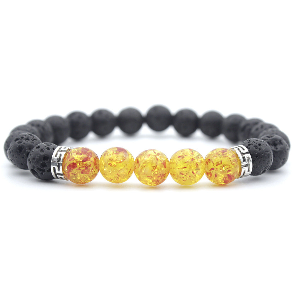 Simple Colorful Stone & Lava Rock Beaded Unisex Bracelet