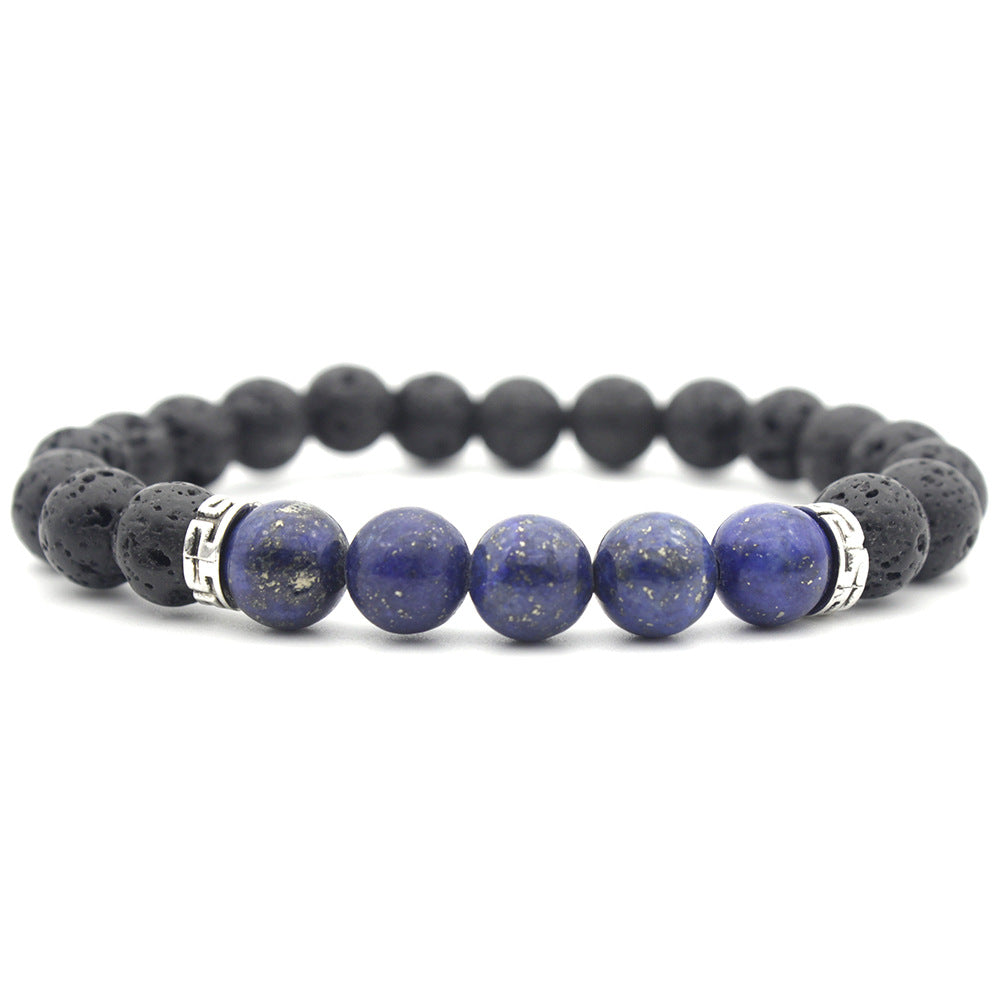 Simple Colorful Stone & Lava Rock Beaded Unisex Bracelet