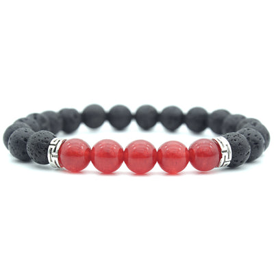 Simple Colorful Stone & Lava Rock Beaded Unisex Bracelet