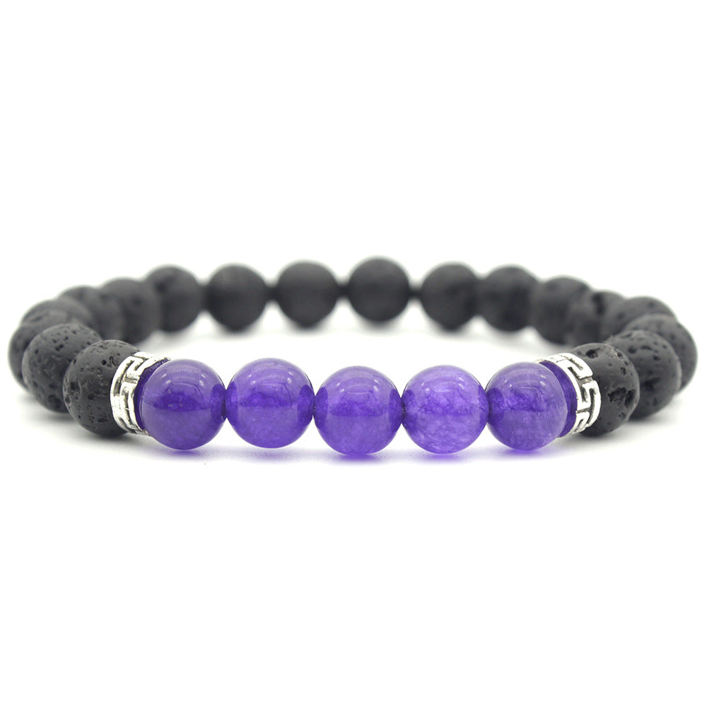 Simple Colorful Stone & Lava Rock Beaded Unisex Bracelet