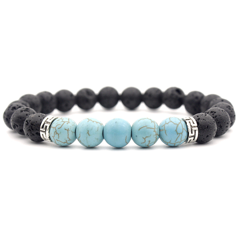 Simple Colorful Stone & Lava Rock Beaded Unisex Bracelet