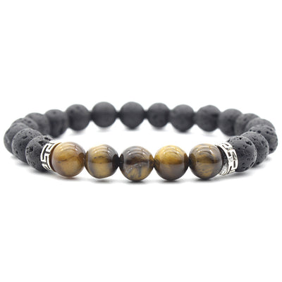 Simple Colorful Stone & Lava Rock Beaded Unisex Bracelet