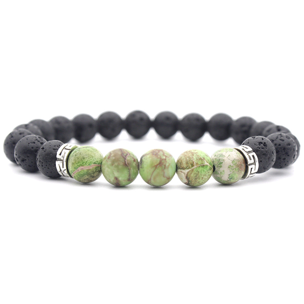 Simple Colorful Stone & Lava Rock Beaded Unisex Bracelet