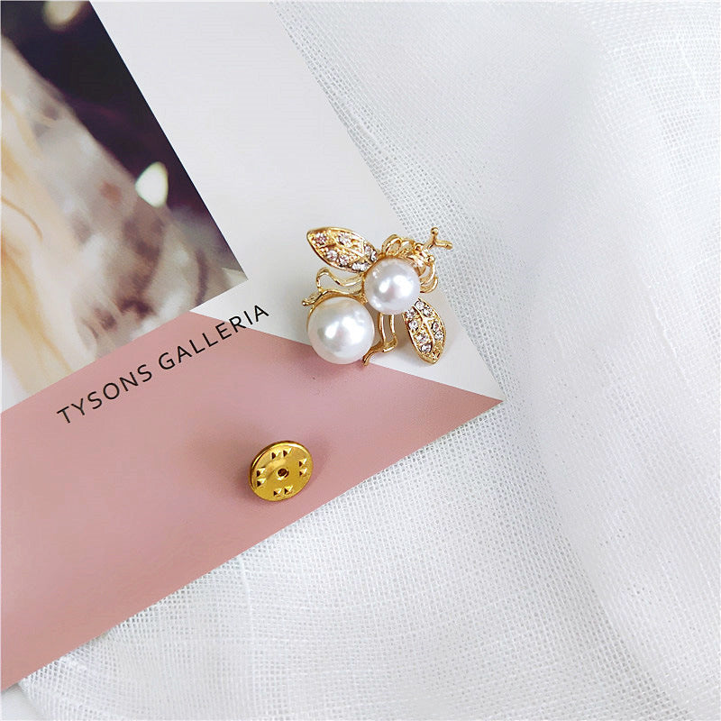 Women's Geometric Water Droplet Rhinestone Pearl Scarf Pendant Accessory