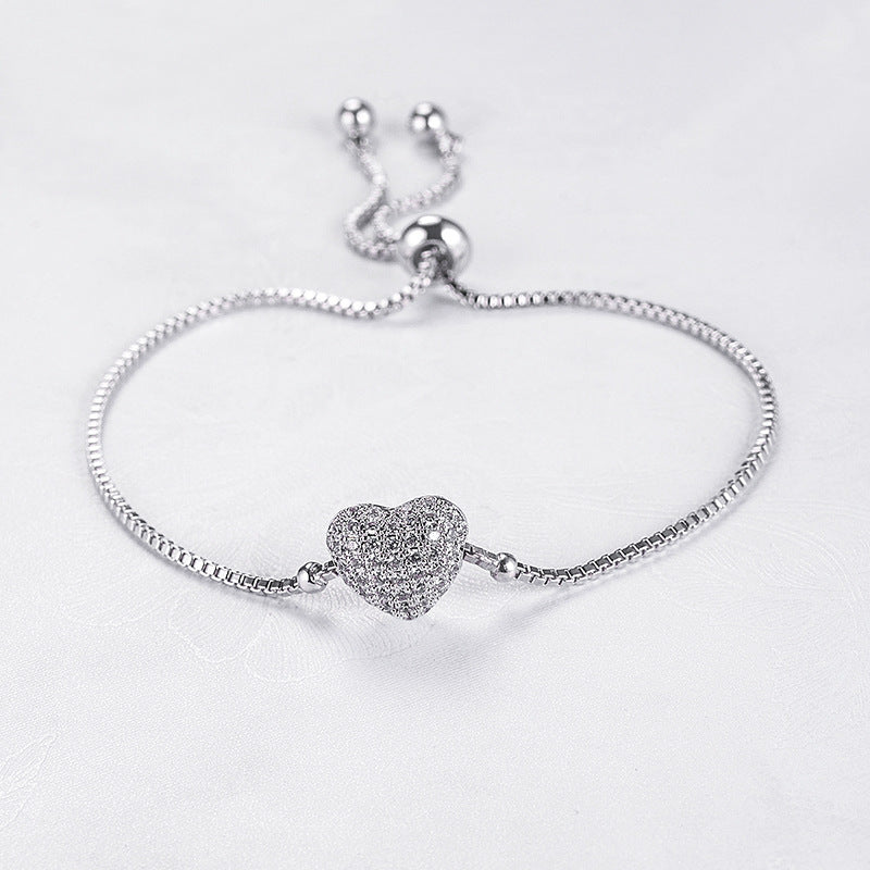 Alloy Heart Zircon Bracelet - Minimalist Women's Jewelry