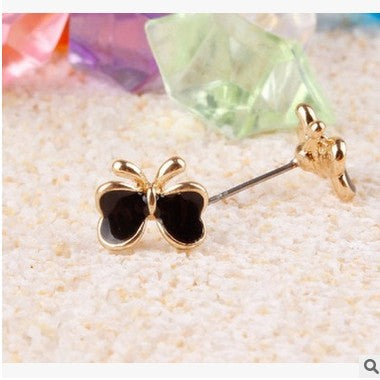 Asymmetric Rhinestone & Pearl Butterfly Stud Earrings - Korean Fashion Trend