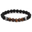 Natural Stone Geometric Beaded Bracelet with Tiger Eye and Volcanic Stone