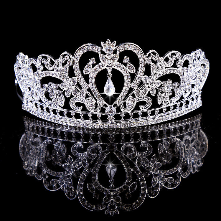 Baroque Crystal Pearl Flower Tiara Headband for Brides and Princesses