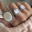 Retro Punk Tortoise Round Snake Alloy Inlay Gemstone Opal Gold Silver Women's Ring Set