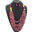 Exaggerated Bohemian Multi-Layer Acrylic Beaded Necklace Jewelry Set