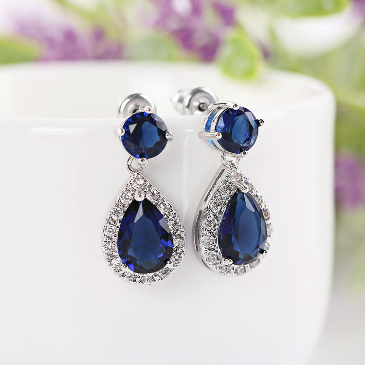 INS Style Shiny Water Droplets Artificial Crystal Rhinestone Inlay Crystal Rhinestones Women'S Drop Earrings