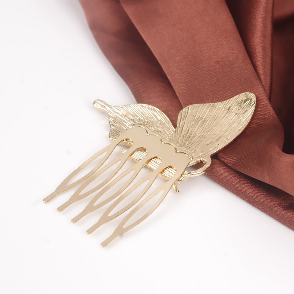 Women's Ethnic Style Butterfly Alloy Hair Comb - Fresh Metal Forest Series