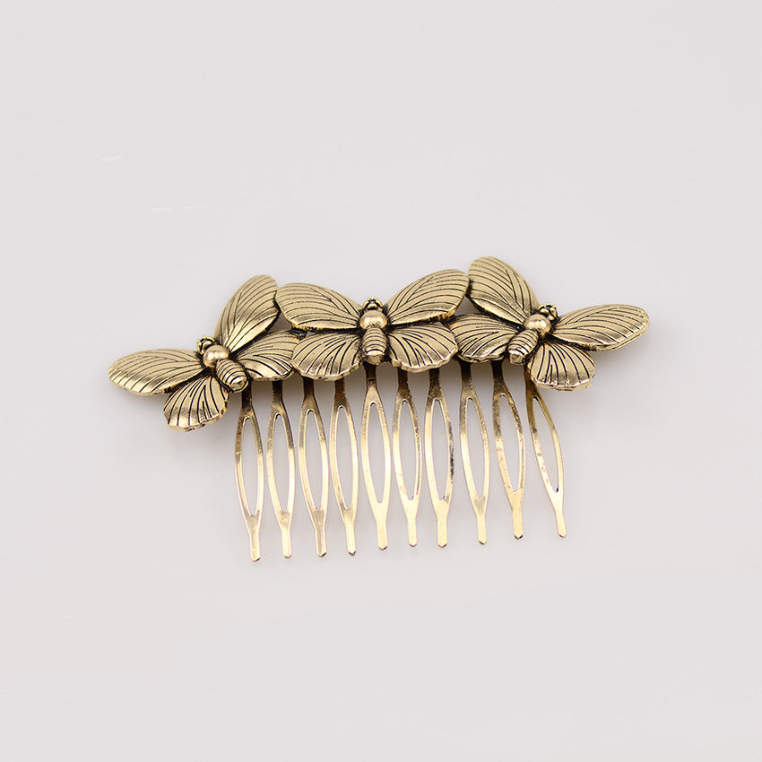 Retro Diamond Pearl Leaf Hair Comb Clip