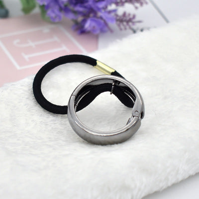 Women's Versatile Alloy Hair Tie and Leather Band Set