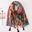 Women's Summer Cotton Linen Silk Scarf with Tassel Print - Sunshade Beach Shawl