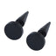 Men's Vintage Stainless Steel Round Stud Earrings - Black Dumbbell Design