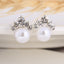 Asymmetric Rhinestone & Pearl Butterfly Stud Earrings - Korean Fashion Trend