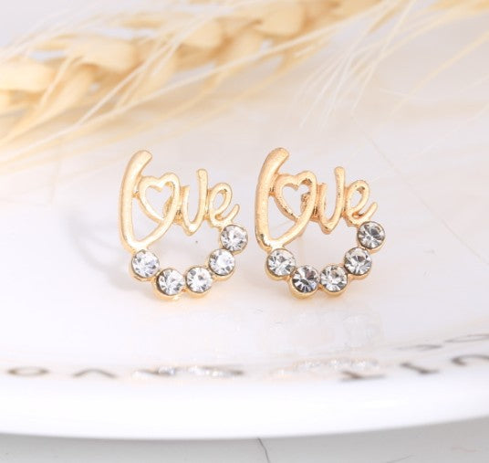 Asymmetric Rhinestone & Pearl Butterfly Stud Earrings - Korean Fashion Trend