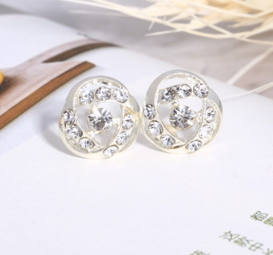 Asymmetric Rhinestone & Pearl Butterfly Stud Earrings - Korean Fashion Trend