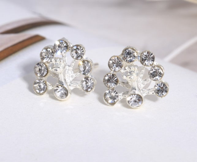 Asymmetric Rhinestone & Pearl Butterfly Stud Earrings - Korean Fashion Trend