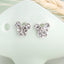 Asymmetric Rhinestone & Pearl Butterfly Stud Earrings - Korean Fashion Trend