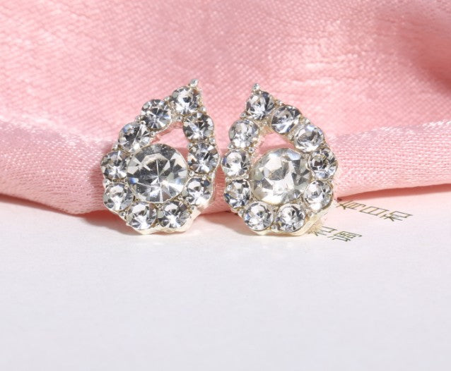 Asymmetric Rhinestone & Pearl Butterfly Stud Earrings - Korean Fashion Trend