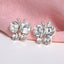 Asymmetric Rhinestone & Pearl Butterfly Stud Earrings - Korean Fashion Trend