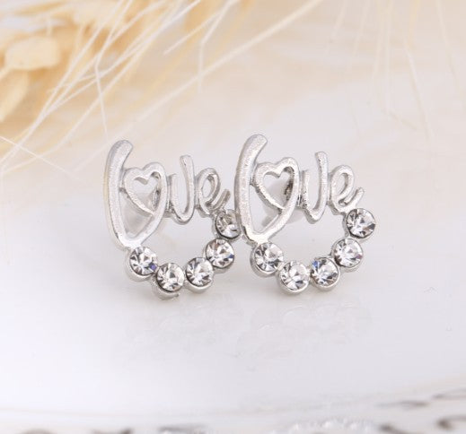 Asymmetric Rhinestone & Pearl Butterfly Stud Earrings - Korean Fashion Trend