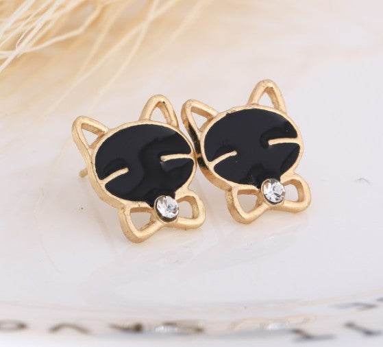 Asymmetric Rhinestone & Pearl Butterfly Stud Earrings - Korean Fashion Trend