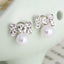 Asymmetric Rhinestone & Pearl Butterfly Stud Earrings - Korean Fashion Trend