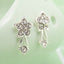 Asymmetric Rhinestone & Pearl Butterfly Stud Earrings - Korean Fashion Trend