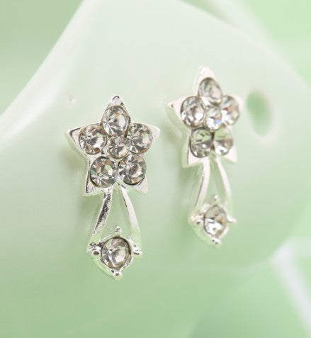 Asymmetric Rhinestone & Pearl Butterfly Stud Earrings - Korean Fashion Trend