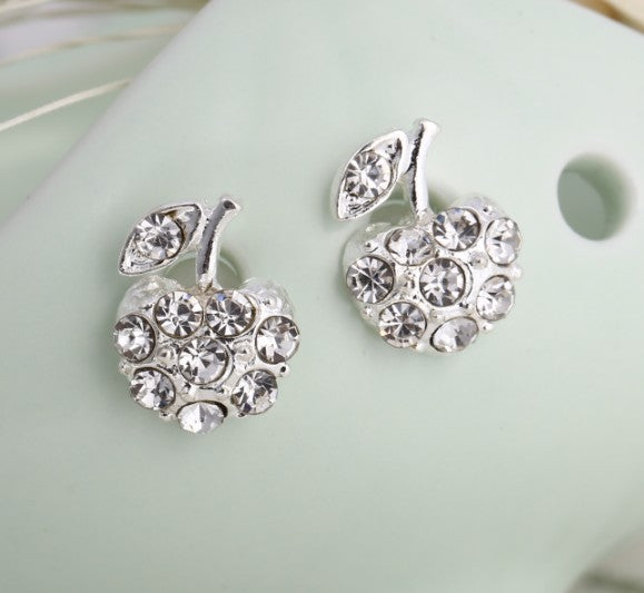 Asymmetric Rhinestone & Pearl Butterfly Stud Earrings - Korean Fashion Trend