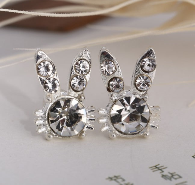 Asymmetric Rhinestone & Pearl Butterfly Stud Earrings - Korean Fashion Trend