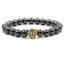 Natural Stone Alloy Panther Beaded Bracelet for Men