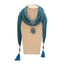 Women's Elegant Cotton Tassel Scarf with Ceramic Bead Peacock Pendant