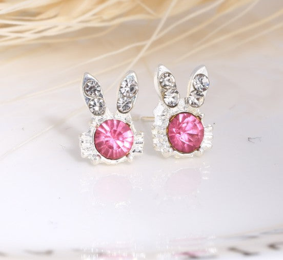 Asymmetric Rhinestone & Pearl Butterfly Stud Earrings - Korean Fashion Trend