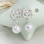 Asymmetric Rhinestone & Pearl Butterfly Stud Earrings - Korean Fashion Trend