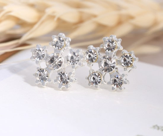 Asymmetric Rhinestone & Pearl Butterfly Stud Earrings - Korean Fashion Trend