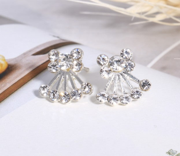 Asymmetric Rhinestone & Pearl Butterfly Stud Earrings - Korean Fashion Trend