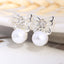 Asymmetric Rhinestone & Pearl Butterfly Stud Earrings - Korean Fashion Trend