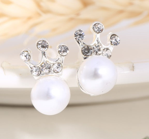 Asymmetric Rhinestone & Pearl Butterfly Stud Earrings - Korean Fashion Trend