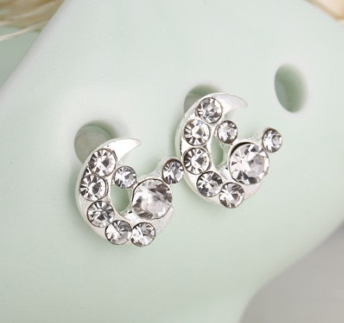 Asymmetric Rhinestone & Pearl Butterfly Stud Earrings - Korean Fashion Trend